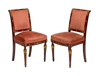 A Pair of Empire Style Gilt-Bronze-Mounted Mahogany Chaises
Height 33 1/2 x width 18 x depth 16 inches.