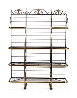 A Brass-Mounted Wrought-Iron Baker's Rack
Height 83 x width 61 1/2 x depth 20 1/2 inches.