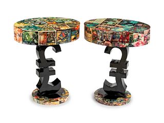 A Pair of Art Moderne Style Decoupaged Nightstands
Height 31 1/2 x width 26 x depth 20 inches.