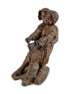 A Continental Patinated Bronze Group of Children in the Garden
Height 30 inches.