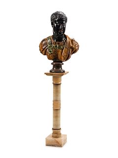 An Italian Scagliola Bust of an Emperor
Height overall 69 x width 20 x depth 11 inches.