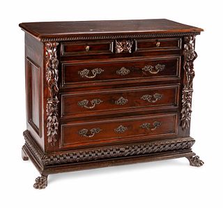 An Italian Baroque Walnut Chest of Drawers
Height 46 x width 54 x depth 29 inches.