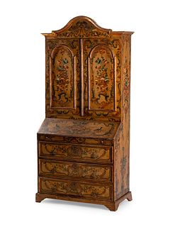 A Venetian Neoclassical Style Polychromed Secretary Bookcase
Height 90 x width 42 x depth 21 1/2 inches.