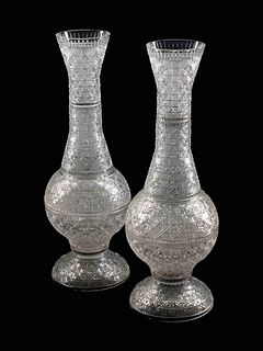 A Pair of Monumental Cut-Glass Urns
Height 37 x diameter 12 inches.
