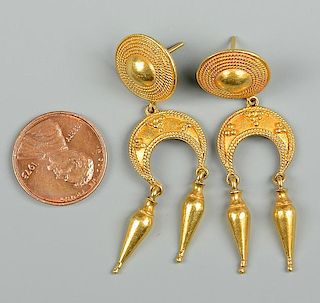 Pair of 22k Byzantine Gold Earrings