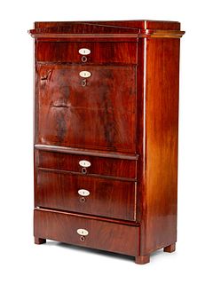 A Baltic Neoclassical Inlaid Mahogany Fall-Front Secretary
Height 64 x width 40 x depth 21 inches.