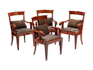 A Set of Four Baltic Neoclassical Mahogany Armchairs
Height 37 1/2 x width 25 x depth 22 inches.