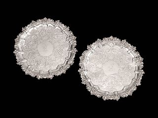 A Pair of George IV Scottish Silver TraysDiameter 11 inches.