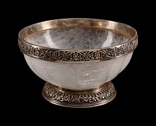 A Silver-Mounted Rock Crystal Bowl
Height 6 x diameter 11 inches.