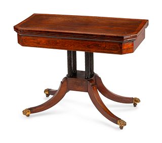 A Regency Inlaid Mahogany Card Table
Height 28 x length 36 x depth 18 inches.