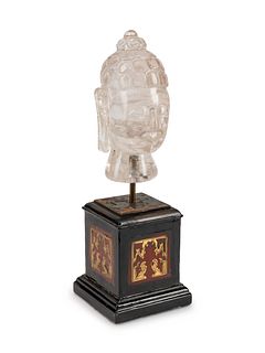 A Carved Rock Crystal Head of Buddha
Height 12 x width 4 x depth 4 inches.