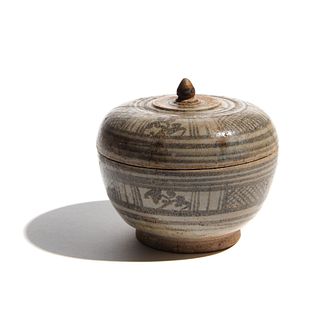 A Thai Glazed Pottery Bowl and Cover