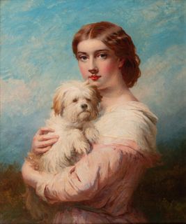 James John Hill,  English, 1811-1882, A Lady and Her Dog