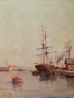 French School, 19th Century
A Tranquil Harbor
