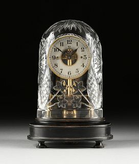 A ELECTROMAGNETIC BRASS SKELETON CLOCK, BY BULLE, FRENCH, NUMBERED, EARLY 20TH CENTURY,