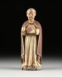 A PAINTED WOOD SANTO OF ST. NICHOLAS THE MIRACLE WORKER, 19TH CENTURY,