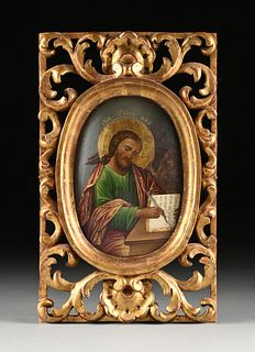 A RUSSIAN ORTHODOX ICON, "St. Luke the Evangelist," 19TH CENTURY,