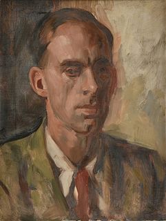attributed to VICTOR HUME MOODY (English 1896-1990) A PAINTING, "Portrait of a Man with a Cleft Chin," MID 20TH CENTURY,