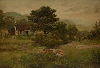 A SCOTTISH SCHOOL PAINTING, "Plaintree Cottage, Whistlefield," 19TH CENTURY,