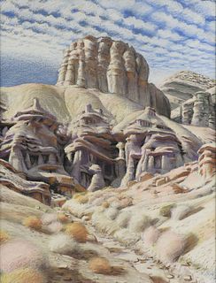 attributed to JAMES DOOLIN (American 1932-2002) A DRAWING, "Desert Dwellers,"