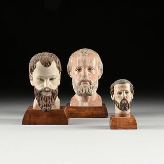 A GROUP OF THREE SANTOS' HEADS, LATE 19TH/EARLY 20TH CENTURY,