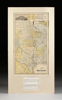 AN ANTIQUE TEXAS RAILWAY MAP, "Map Showing Houston & Texas Central System of Railways," CHICAGO, MAY 1890,
