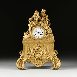 A LOUIS PHILIPPE GILT BRONZE FIGURAL MANTLE CLOCK, 1840s,