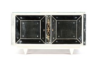 A FRENCH ART MODERNE MIRRORED AND WHITE PAINTED CREDENZA,1950s,