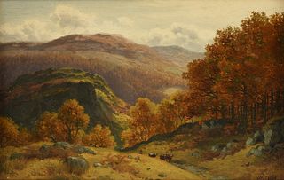 HENRY CHEADLE (British 1852-1910) A PAINTING, "Landscape of North Wales,"