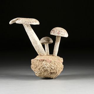 A TROOP OF BOLETUS MUSHROOMS CONCRETE GARDEN ORNAMENT, PROBABLY FRENCH, EARLY/MID 20TH CENTURY,