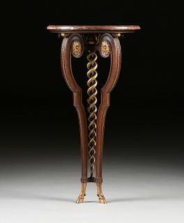 AN ELEGANT NEOCLASSICAL REVIVAL PARCEL-GILT AND CARVED MAHOGANY CONSOLE STAND, FRENCH, FOURTH QUARTER 19TH CENTURY,