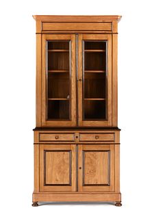 AN ANTIQUE CHESTNUT TRIMMED CHERRY CABINET, FRENCH, SECOND HALF 19TH CENTURY,