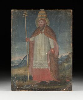 AN ITALIAN PORTRAIT PAINTING OF SAINT CLEMENT THE MARTYRED POPE, 18TH CENTURY,