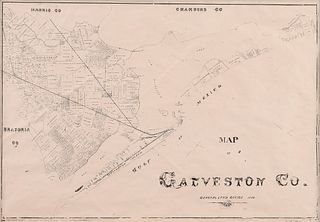 A FACSIMILE CADASTRAL MAP, "Map of Galveston Co. General Land Office 1883," 