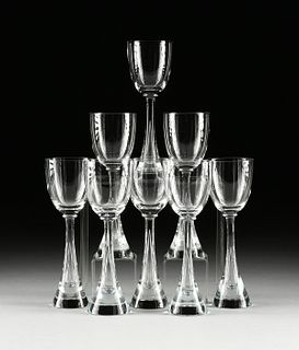 A SET OF EIGHT DANISH MODERN STYLE CRYSTAL WATER GLASSES, MID/LATE 20TH CENTURY,