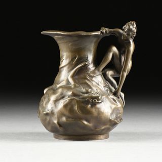 after LUCIEN CHARLES EDOUARD ALLIOT (French 1877-1967) A BRONZE FIGURAL EWER, 