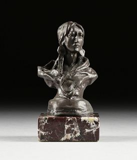 CHARLES M. RUSSELL (American 1864-1926) A BRONZE BUST, "A Native American Piegan Woman," CIRCA 1902,