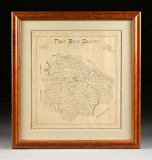 AN ANTIQUE CADASTRAL MAP, "Fort Bend County, General Land Office, March 1893, " LATE 19TH/EARLY 20TH CENTURY,