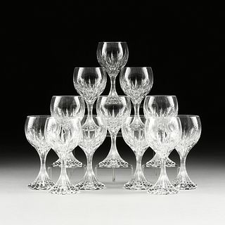 A SET OF TWELVE BACCARAT "MASSENA" CRYSTAL WATER GOBLETS, SIGNED, LATE 20TH CENTURY,