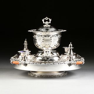 AN AMERICAN SILVERPLATED REVOLVING SUPPER SERVER, BY THEODORE B. STARR, SIGNED, CIRCA 1900 - 1924,