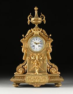 A LOUIS XVI REVIVAL GILT BRONZE MANTLE CLOCK, THIRD QUARTER 19TH CENTURY,