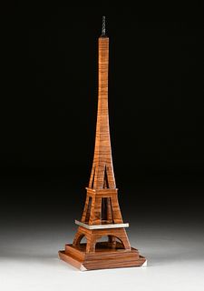 An ART DECO STYLE ROSEWOOD MODEL OF THE EIFFEL TOWER, FRENCH, 1980s,