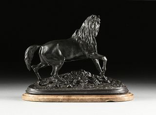 after PIERRE-JULES MÊNE (French 1810-1879) A BRONZE HORSE SCULPTURE, "Cheval Libre," LATE 19TH/EARLY 20TH CENTURY,