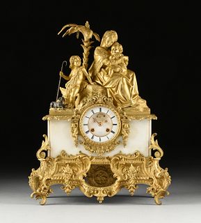 A NAPOLEON III ORMOLU AND MARBLE "MADONNA DELLA SEDIA" MANTLE CLOCK, BY LEBRETON, ALENÇON, MID 19TH CENTURY,