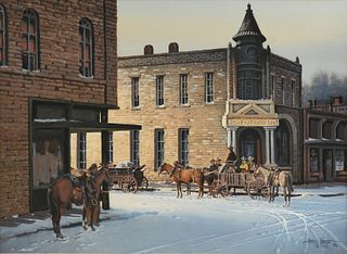 JAMES BOREN (American 1921-1990) A PAINTING, "Wintertime in Stephenville," 1979,
