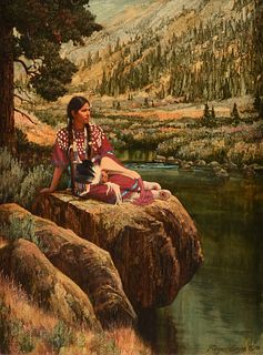 ROGER COOKE (American 1941-2012) A PAINTING, "Shoshone Woman," 1980,