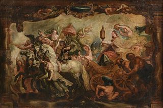 after PETER PAUL RUBENS (Flemish 1577-1640) A PAINTING, "Triumph of the Church," 18TH CENTURY,