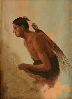 ALBERT BIERSTADT (German/American 1830-1902) A PAINTING, "Indian,"