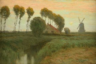 CHARLES WARREN EATON (American 1857-1937) A PAINTING, "Moonrise-Holland,"