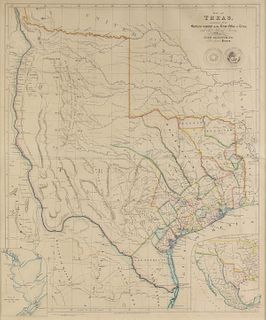 AN ANTIQUE REPUBLIC OF TEXAS MAP, "Map of Texas," JOHN ARROWSMITH, LONDON, JUNE 8, 1843,